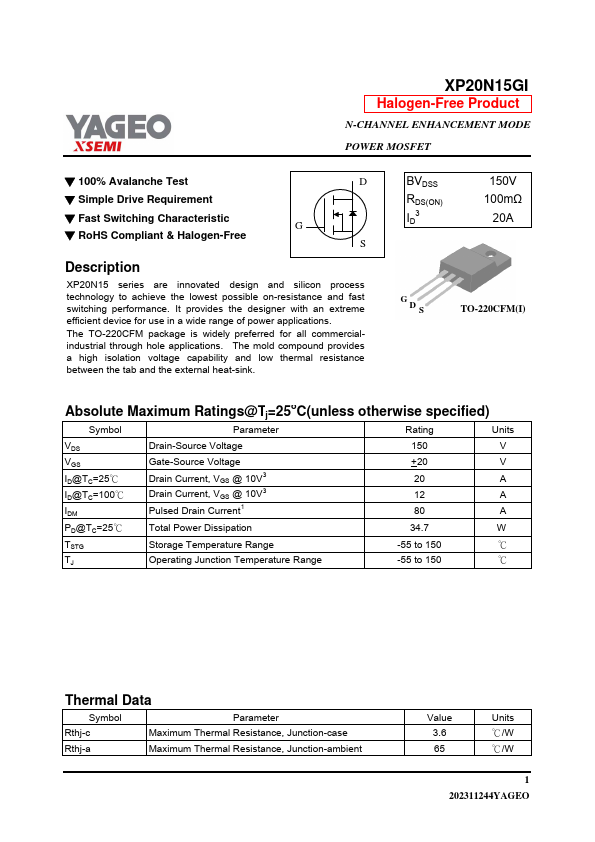 XP20N15GI Datasheet Preview