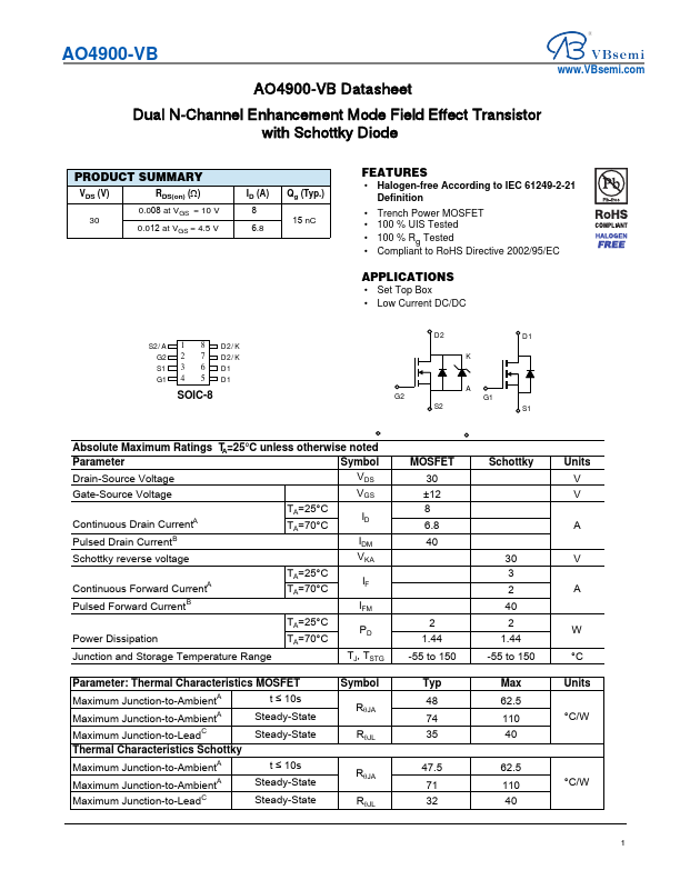 AO4900 Datasheet Preview