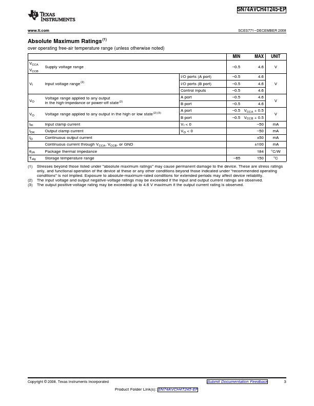 SN74AVCH4T245-EP