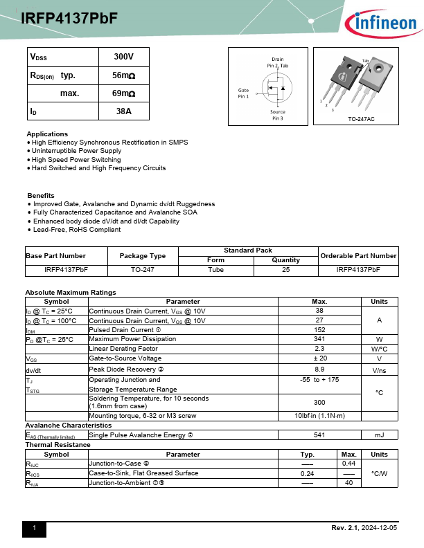 IRFP4137PbF Datasheet Preview