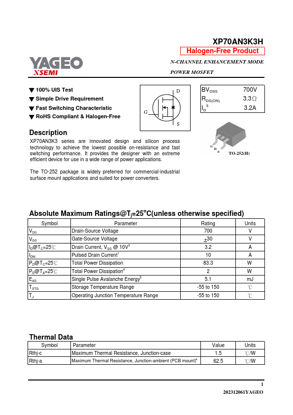 XP70AN3K3H Datasheet Preview