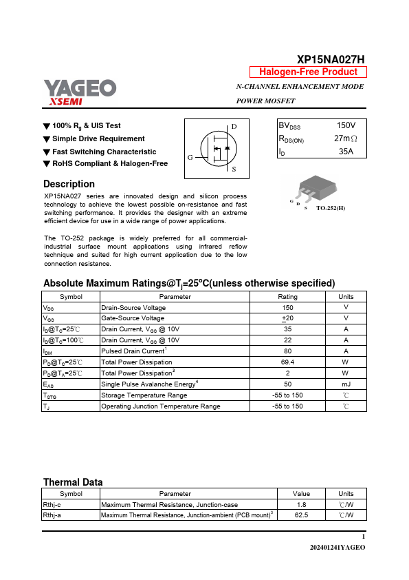 XP15NA027H Datasheet Preview