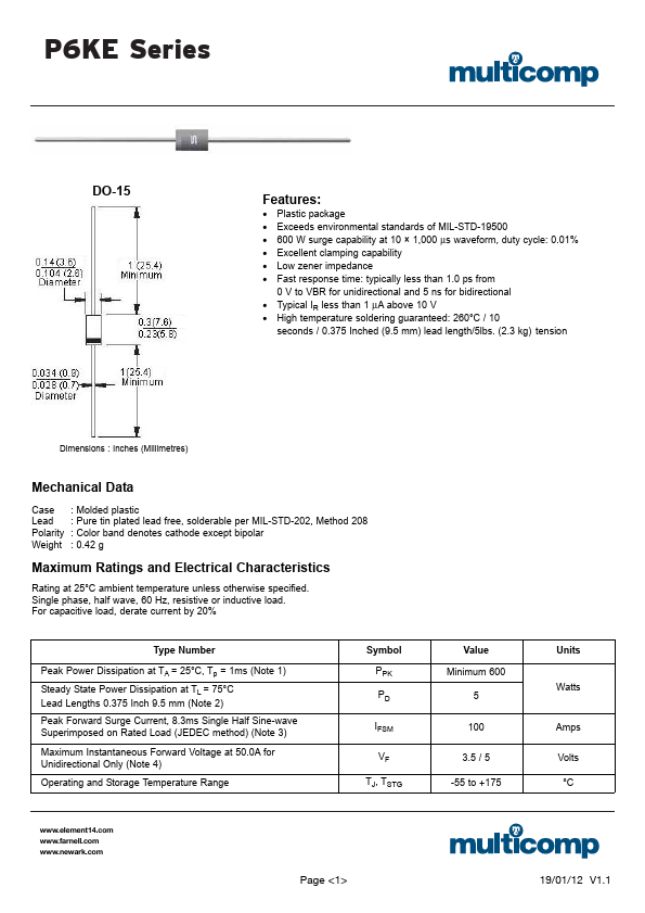 P6KE15CA