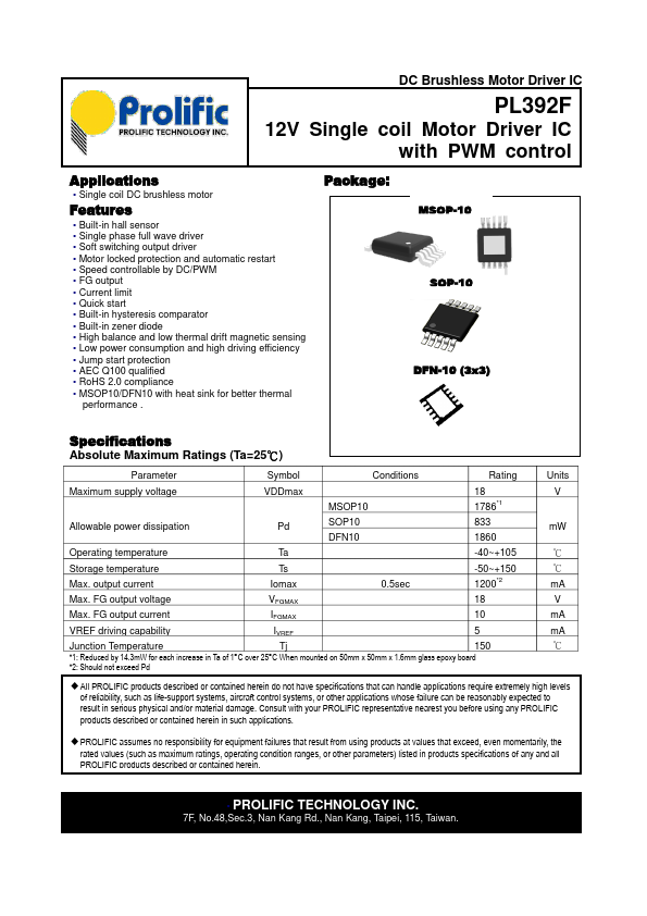 PL392F Datasheet Preview