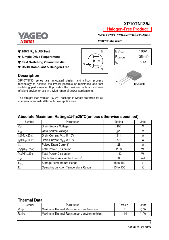 XP10TN135J Datasheet Preview
