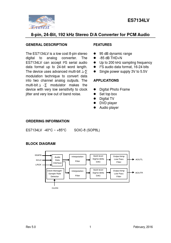 ES7134LV Datasheet Preview