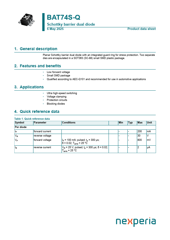 BAT74S-Q Datasheet Preview