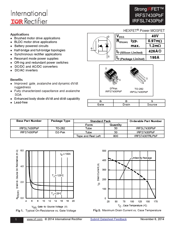 IRFS7430 Datasheet Preview