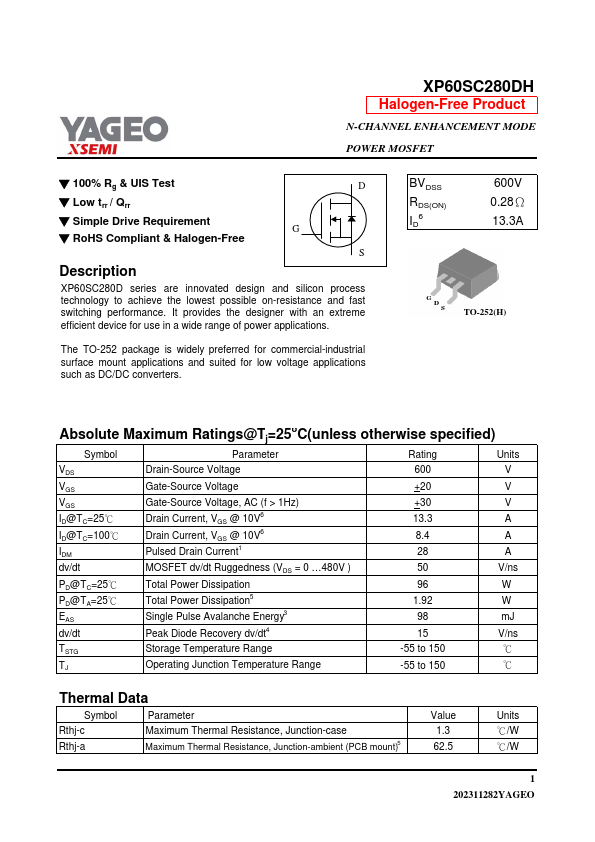 XP60SC280DH Datasheet Preview