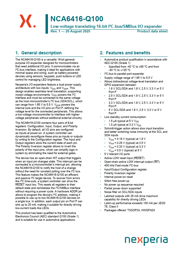 NCA6416-Q100 Datasheet Preview