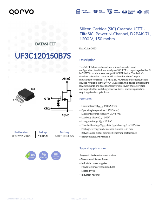 UF3C120150B7S Datasheet Preview