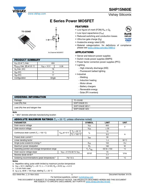 SiHP15N60E