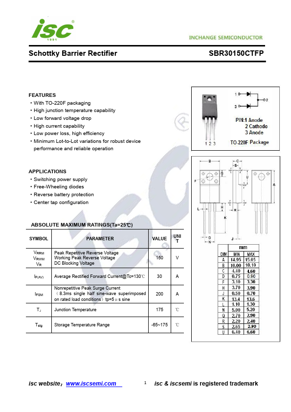 SBR30150CTFP