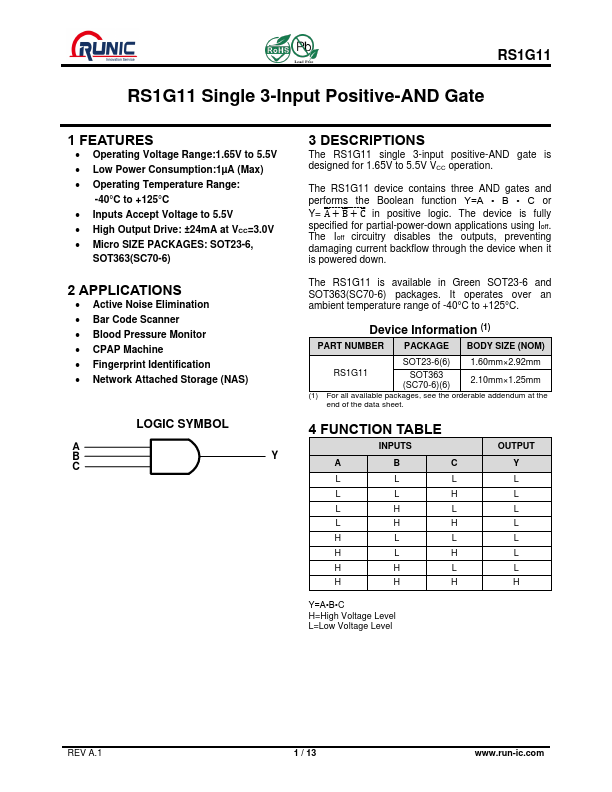 RS1G11 Datasheet Preview