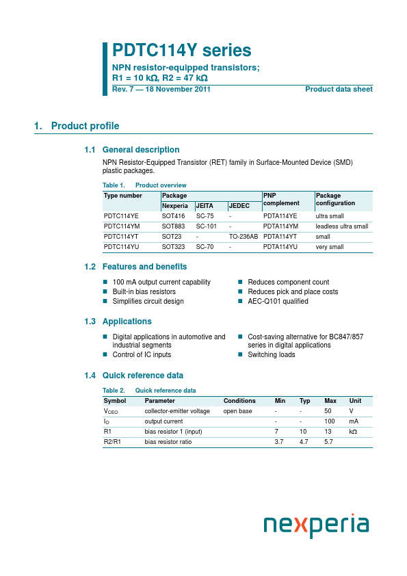 PDTC114YE