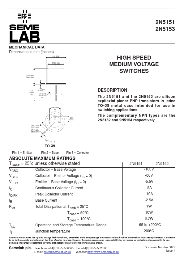 N Datasheet Transistors Equivalent Seme Lab