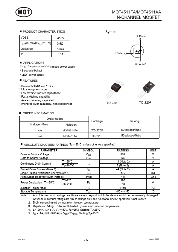 MOT4511FA Datasheet Preview