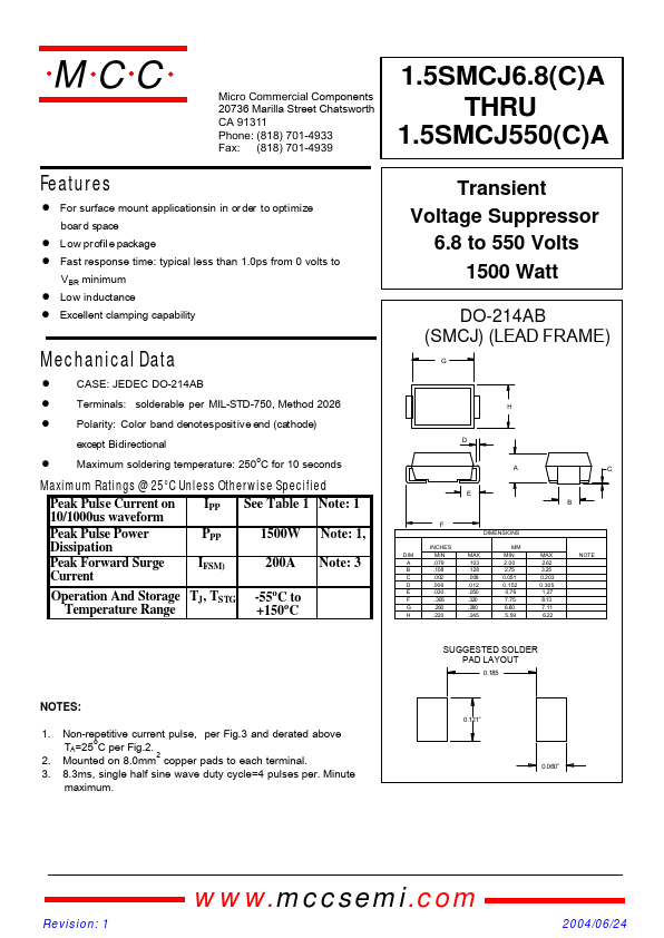 1.5SMCJ15CA