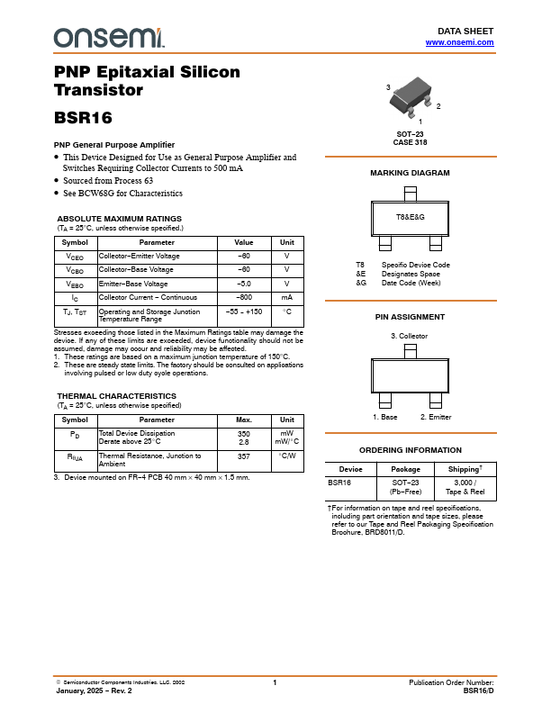 BSR16 Datasheet Preview