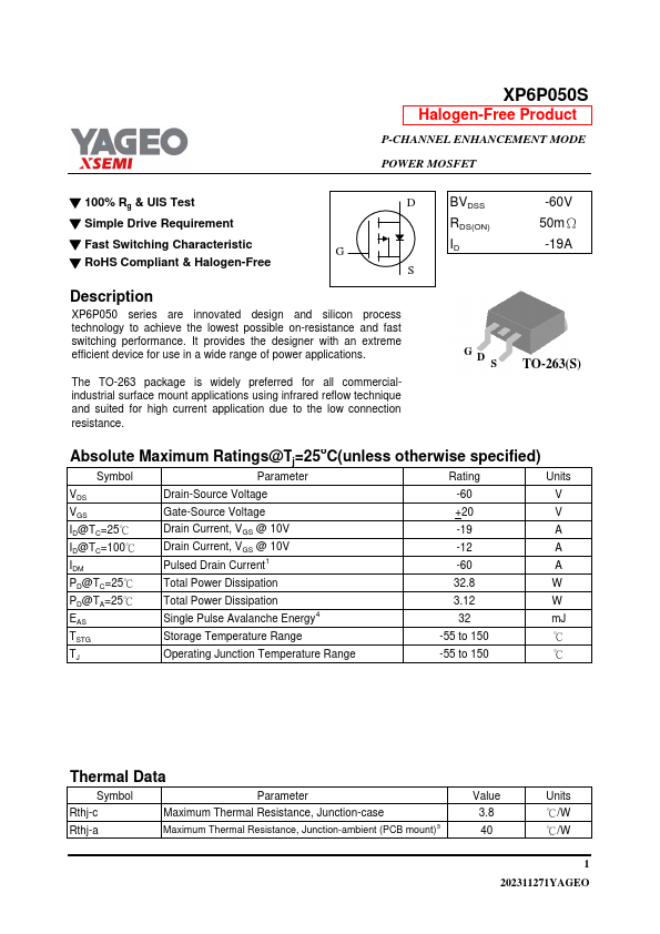 XP6P050S Datasheet Preview