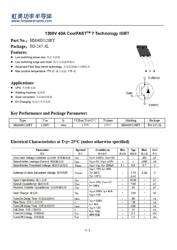 HM40N120FT Datasheet Preview