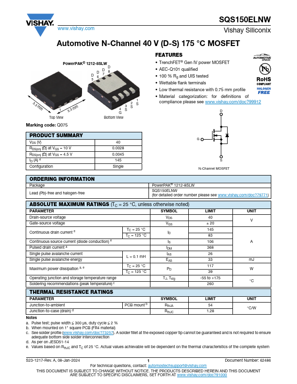 SQS150ELNW Datasheet Preview