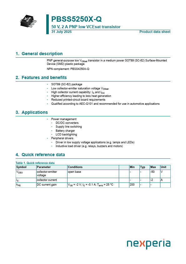 PBSS5250X-Q Datasheet Preview
