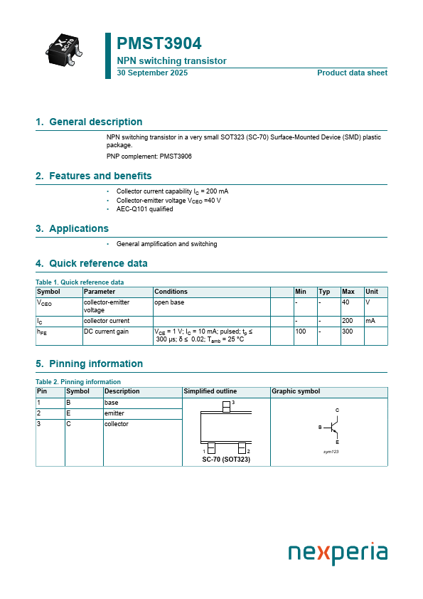 PMST3904 Datasheet Preview