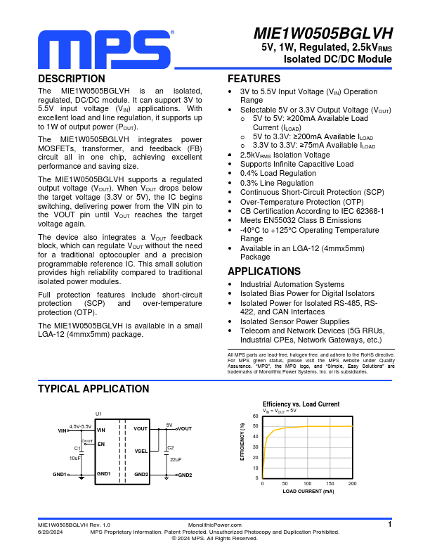 MIE1W0505BGLVH Datasheet Preview