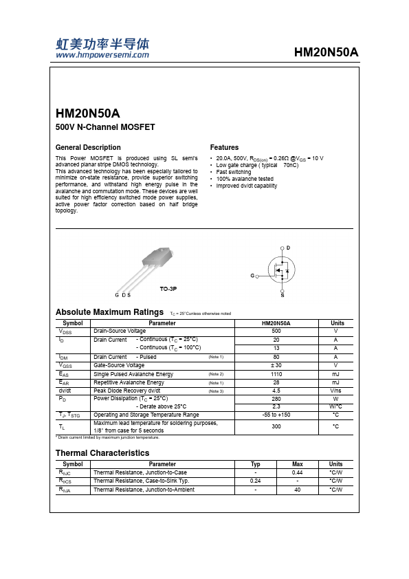 HM20N50A Datasheet Preview