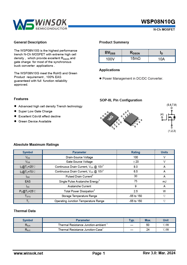 WSP08N10G Datasheet Preview