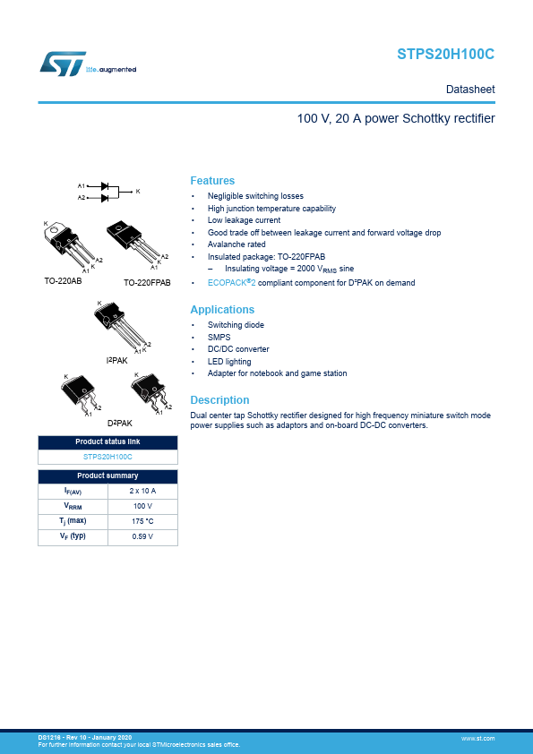 STPS20H100CG