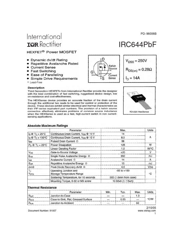 IRC644PbF