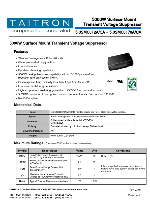 5.0SMCJ60CA