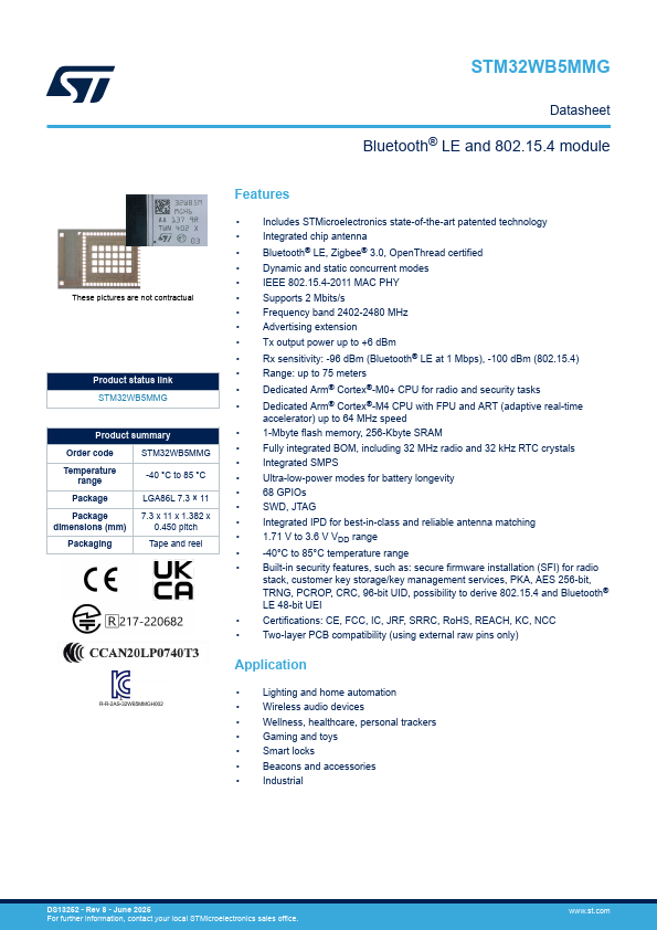 STM32WB5MMG Datasheet Preview