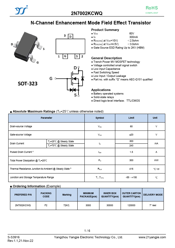 N Kcwq Datasheet Transistor Equivalent Yangzhou Yangjie