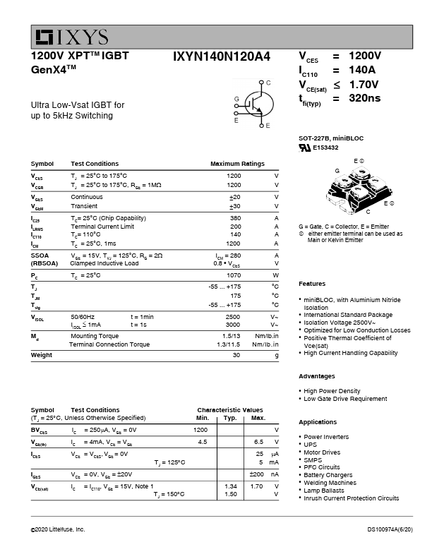 IXYN140N120A4 Datasheet Preview