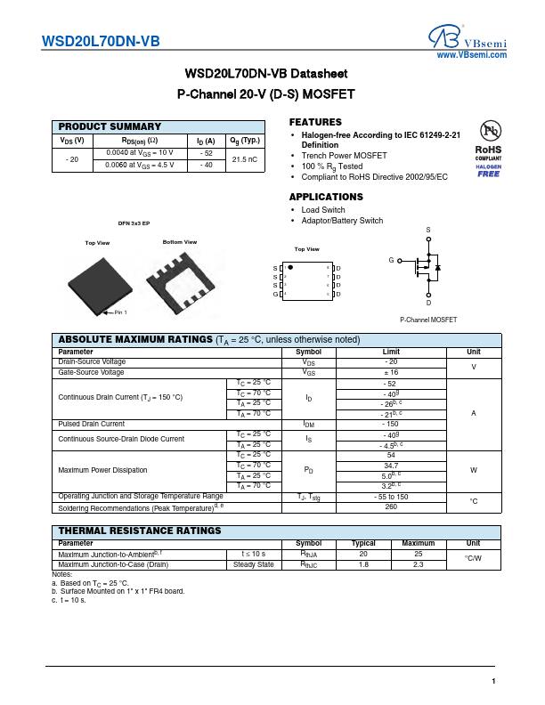 WSD20L70DN Datasheet Preview