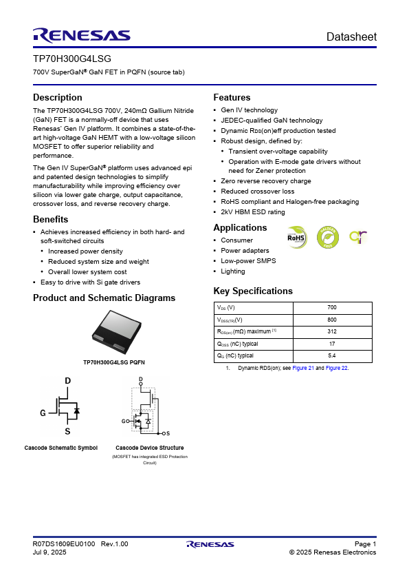 TP70H300G4LSG Datasheet Preview