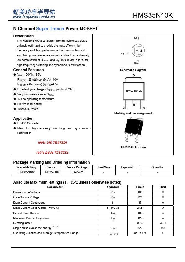 HMS35N10K Datasheet Preview