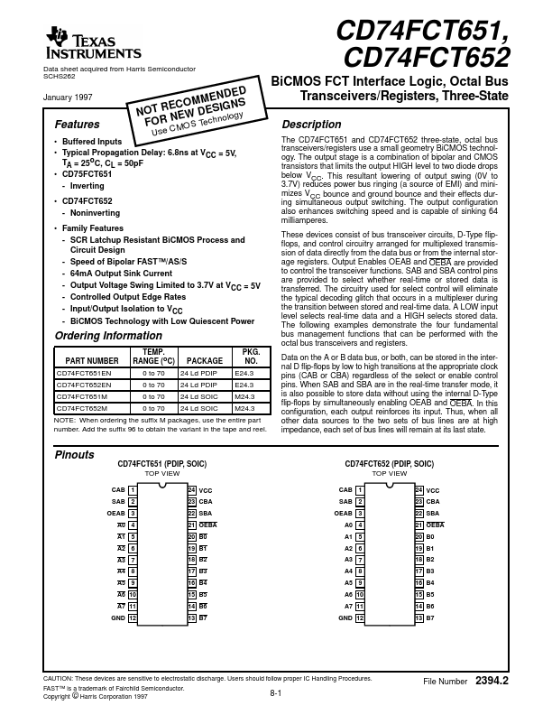 CD74FCT652 Datasheet Preview