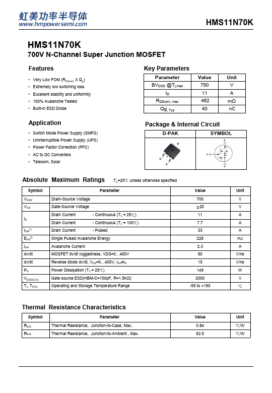 HMS11N70K Datasheet Preview