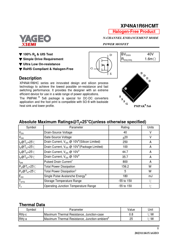 XP4NA1R6HCMT Datasheet Preview