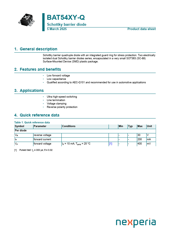 BAT54XY-Q Datasheet Preview