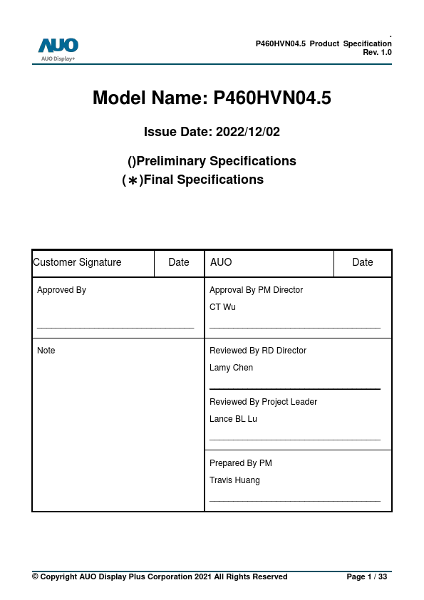 P460HVN04.5 Datasheet Preview