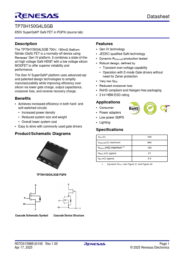 TP70H150G4LSGB Datasheet Preview