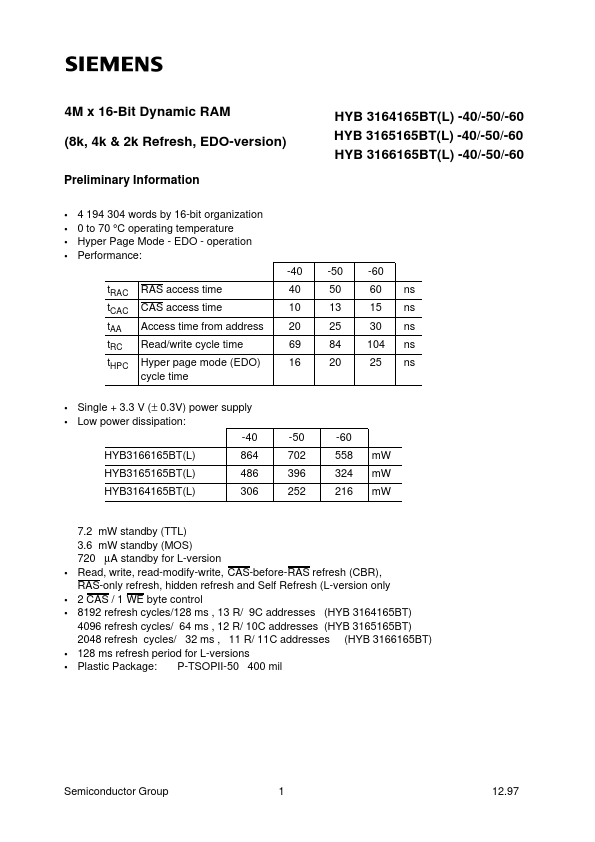 HYB3166165BT-50