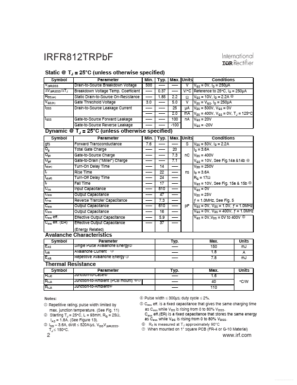 IRFR812TRPBF