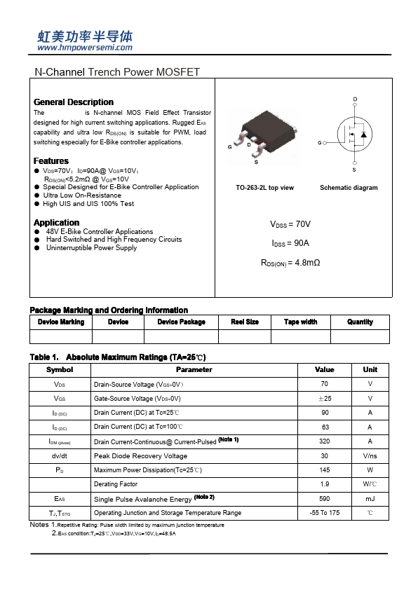 HM70N90D Datasheet Preview