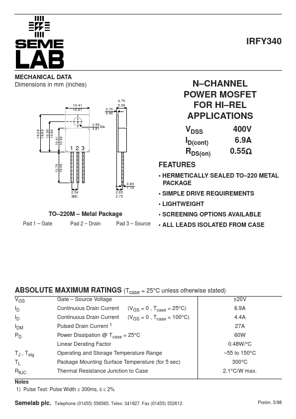 IRFY340